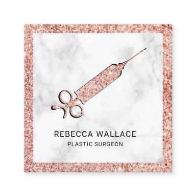 White Marble Rose Gold Syringe Plastic Surgeon Square