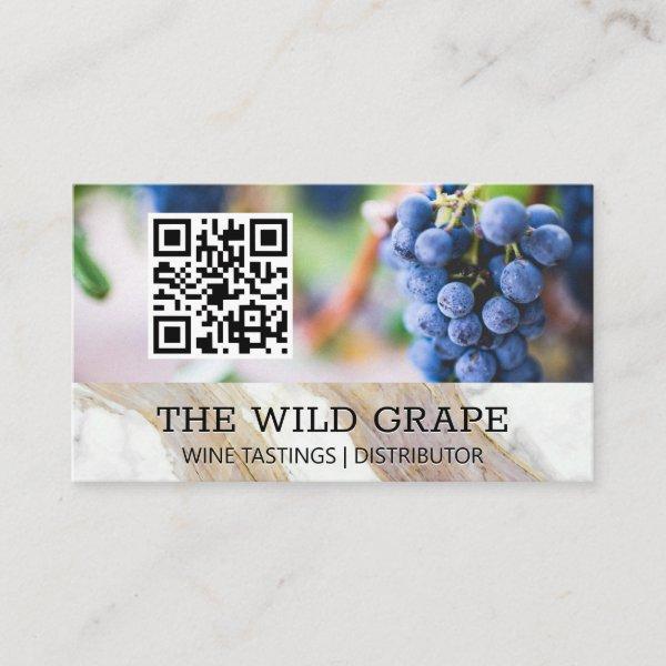 White Marble Texture | Wine Grapes | QR Code