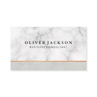White Marble White Leather Trim