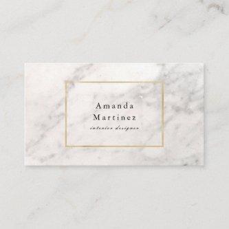 White Marble with Gold Frame Simple