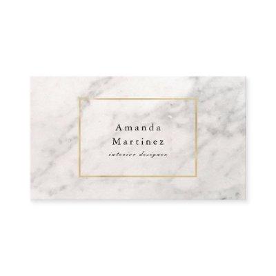 White Marble with Gold Frame Simple
