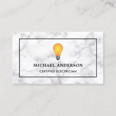 White Marble Yellow Light Bulb Electrician