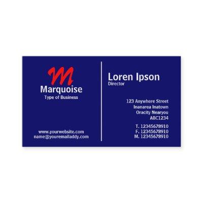 White Middle Rule Monogram - Dark Blue