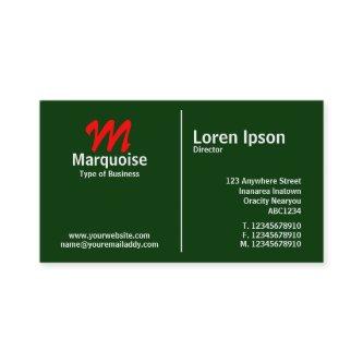 White Middle Rule Monogram - Dark Green