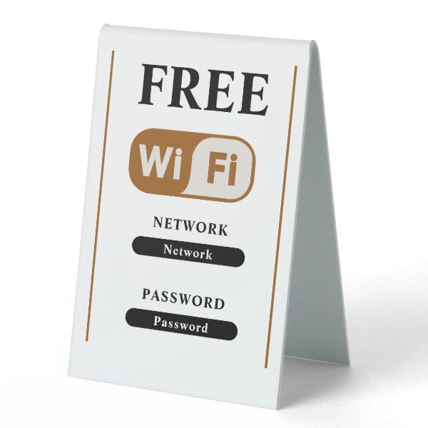 White Minimalist Free Wifi Metal  Table Tent Sign