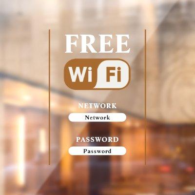 White Minimalist Free Wifi Metal  Window Cling