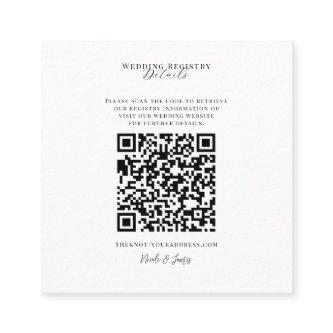 White Modern Minimal Wedding Registry QR Code Square