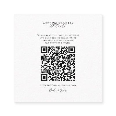 White Modern Minimal Wedding Registry QR Code Square