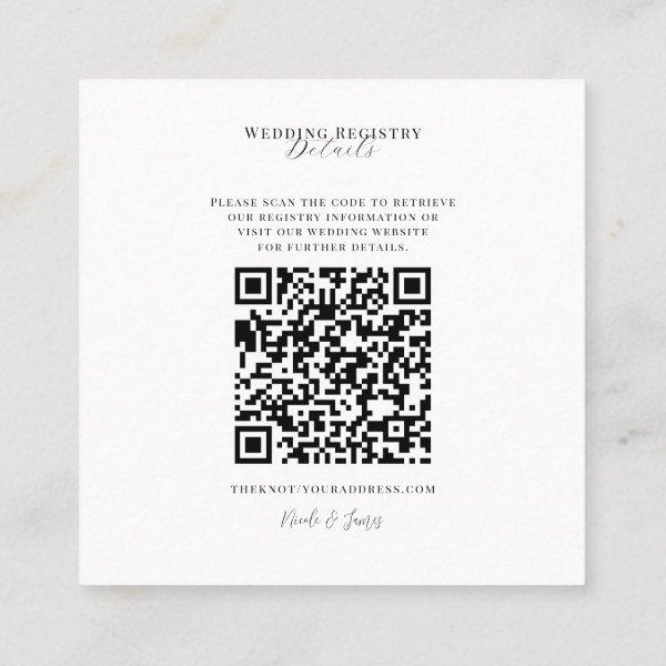 White Modern Minimal Wedding Registry QR Code Square