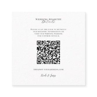 White Modern Minimal Wedding Registry QR Code Square