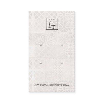 WHITE MOROCCAN TILE TEXTURE 2 STUD EARRING DISPLAY