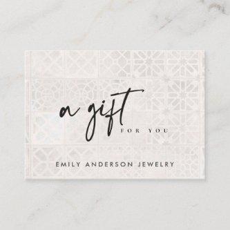 WHITE MOROCCAN TILE TEXTURE GIFT CERTIFICATE