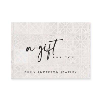 WHITE MOROCCAN TILE TEXTURE GIFT CERTIFICATE