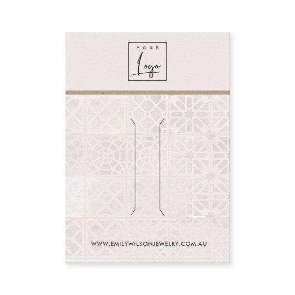 WHITE MOROCCAN TILE TEXTURE HAIR CLIP DISPLAY CARD