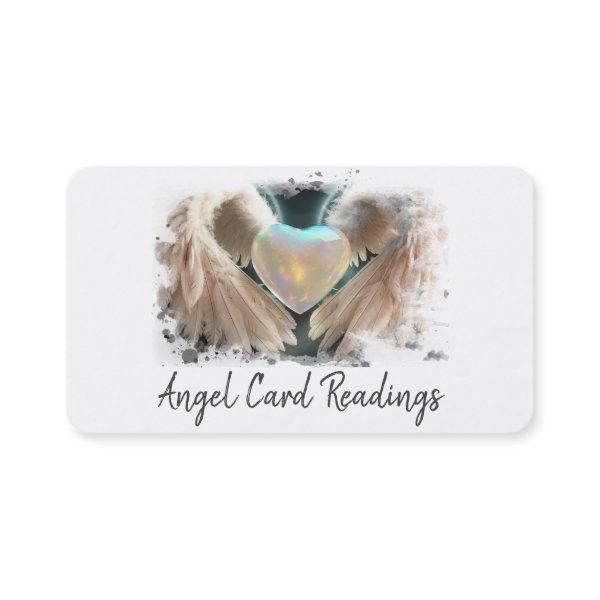 *~* White Opal Heart Gold Angel Wings AP78 QR