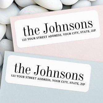 White or any color family name return address label