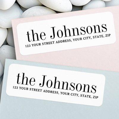 White or any color family name return address label
