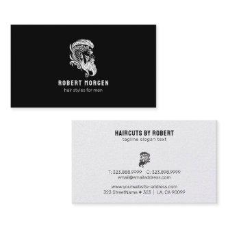 White ornaments man's haircut logo
