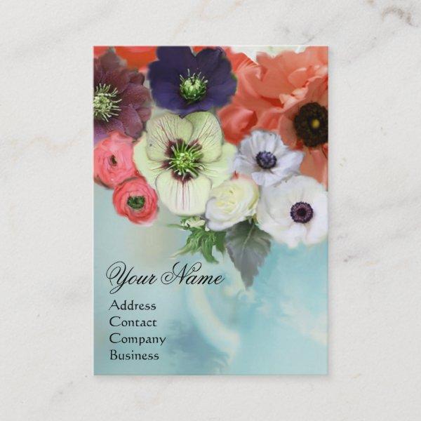 WHITE PINK RED ROSES AND ANEMONE FLOWERS MONOGRAM