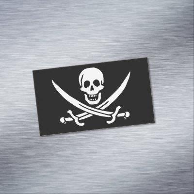 White, Pirate Flag Calico Jack, Skull & Cutlass   Magnet