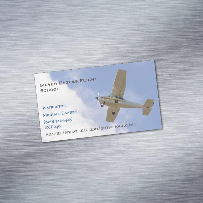 White Plane Flight School Instructor Pilot Magnet