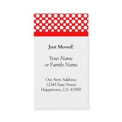 White Polka Dots on Red Just Moved Custom Cards