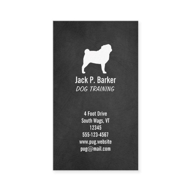 White Pug Silhouette - Chalkboard Style