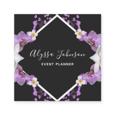 White & Purple Orchid Frame Floral Event Planner  Square