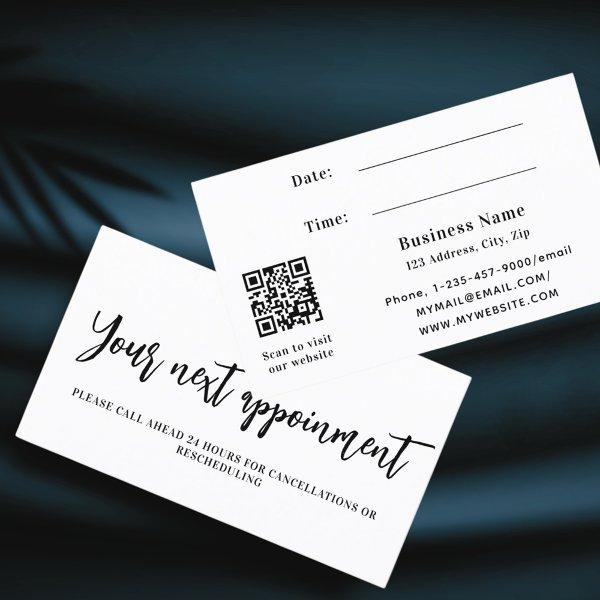 White QR code business appointment card