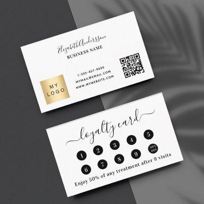 White qr code business logo loyalty card