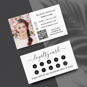 White QR code photo business loyalty card