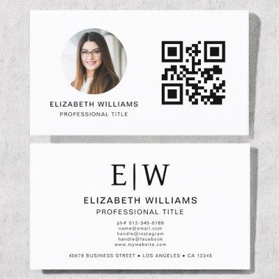 White QR Code Photo Monogram Minimalist