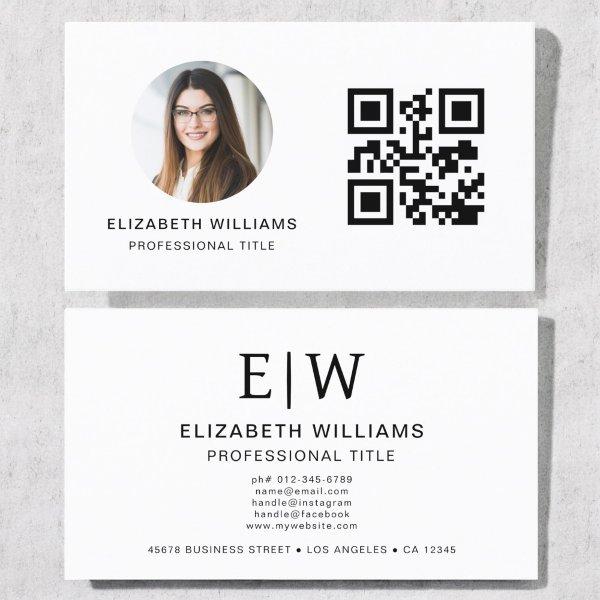 White QR Code Photo Monogram Minimalist