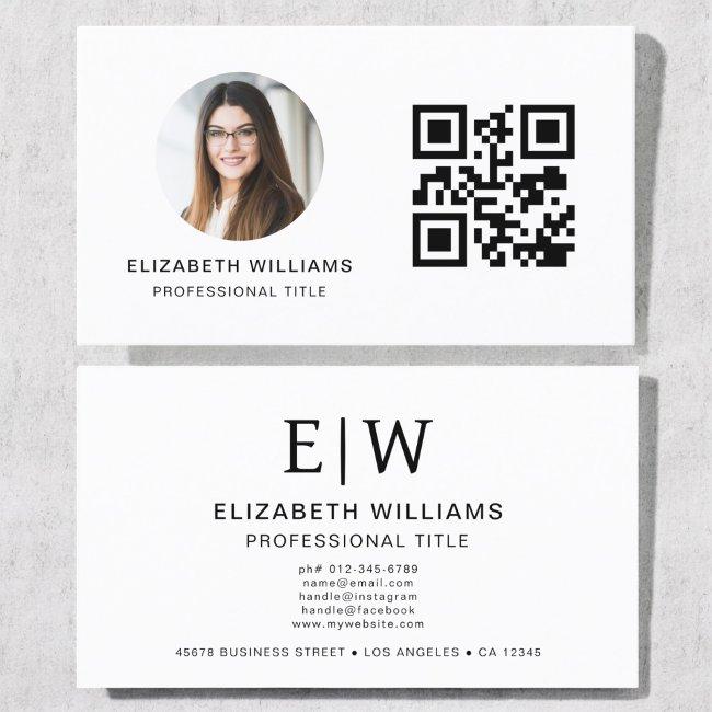 White QR Code Photo Monogram Minimalist