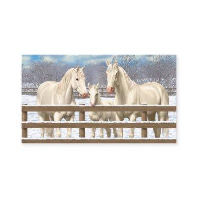 White Quarter Horses In Snow
