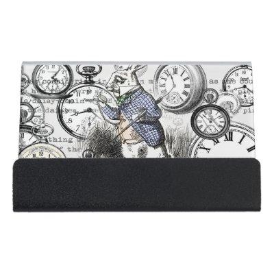 White Rabbit Alice in Wonderland Clocks Desk  Holder