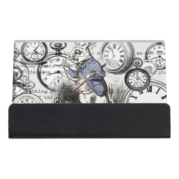 White Rabbit Alice in Wonderland Clocks Desk  Holder
