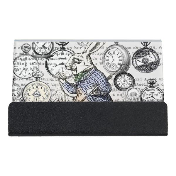 White Rabbit Alice in Wonderland Clocks Desk  Holder