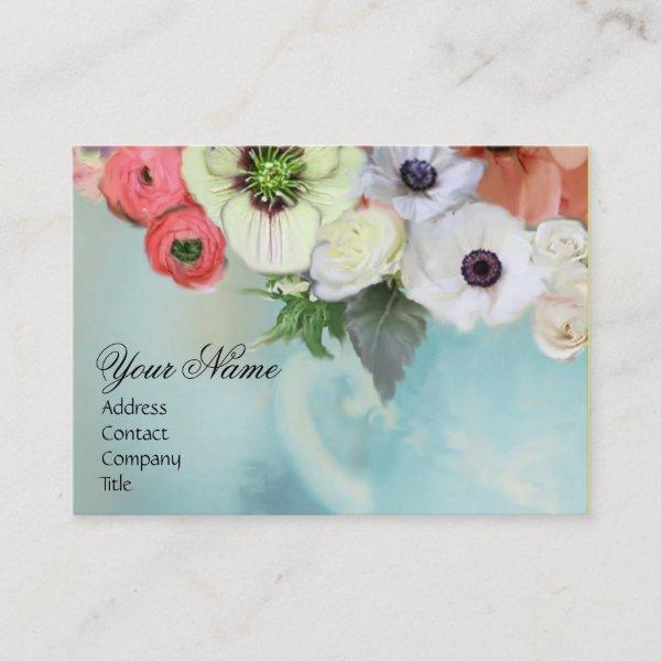 WHITE RED PINK ROSES AND ANEMONE FLOWERS MONOGRAM