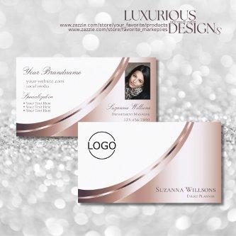White Rose Gold Decor with Logo and Photo Luxury