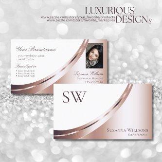 White Rose Gold Glam Decor with Monogram and Photo