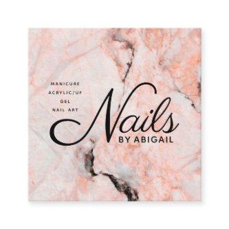 White Rose Marble Nails By Website & QR Code Peach Square