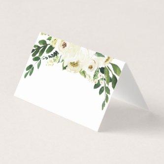 White Roses Place Cards - Escort Cards