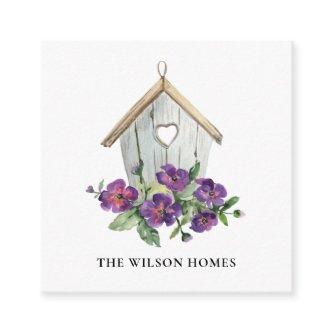 WHITE RUSTIC FLORAL BIRDHOUSE REAL ESTATE REALTOR SQUARE