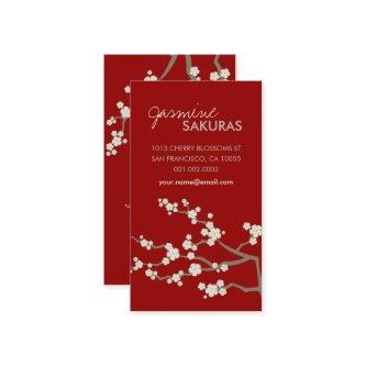 White Sakura Oriental Cherry Blossoms Elegant Chic