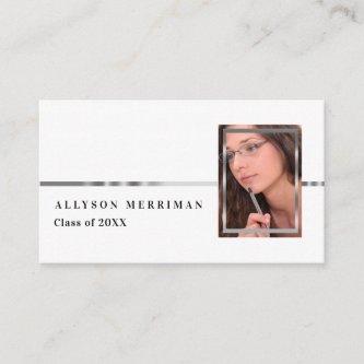 White | Silver Graduation Photo Insert Name Cards