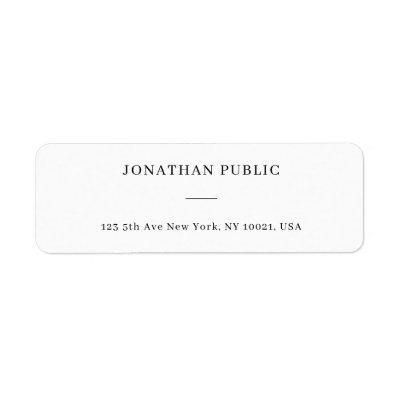 White Simple Personalized Template Return Address Label