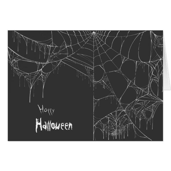 White spider web Halloween greeting card