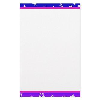 White Star Pattern on Blue to Magenta Ombre Stationery