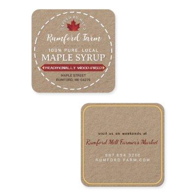 White Text on “Kraft" Maple Syrup Dashed Border Square